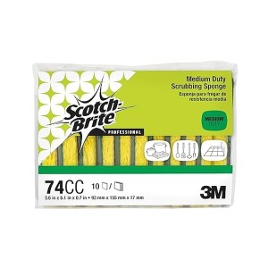 Green/yellow Scrub Sponges 74cc Medium Duty 6x4 Scotch-brite - 10 Ct