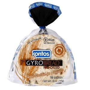 Gyro Bread Pre-oiled 7" Kontos - 12/10ct