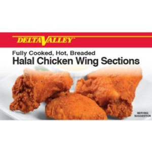 Hot Breaded Halal Chicken Wings Delta Valley - 10lbs