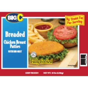 Breaded Chicken Breast Patties Big C - 10lbs