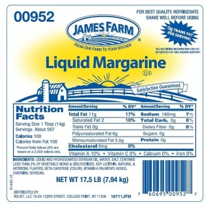 Liquid Margarine James Farm - 2/17.5lbs