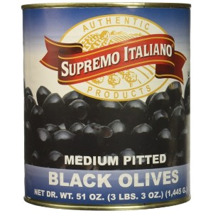 Pitted Black Olives Can Supremo Italiano - 6/#10