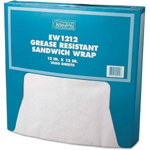 12x12 White Wrap Grease Resistant Sheets Bagcraft - 5/1000ct