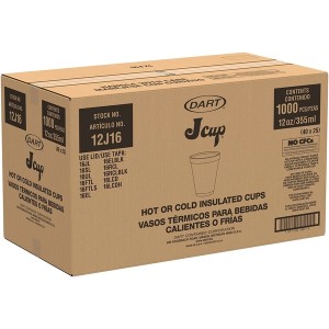 12j16 White Foam Cup 12oz Dart - 1000ct