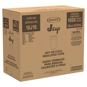 16j16 White Foam Cup 16oz Dart - 1000ct