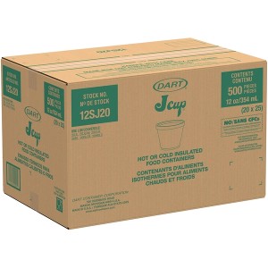 12sj20 White Squat Foam Container 12oz Dart - 500ct