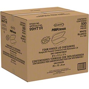 99ht1 White All-purpose Foam Hinged Lid Container Dart - 500ct