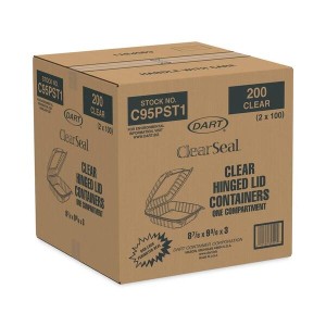 C95pst1 Clear Hinged Lid Plastic Container Dart - 200ct