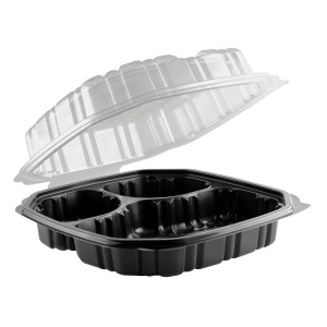 Classics Hinged Container 3-comp. Black Base Cc91031 Culinary - 120ct