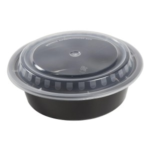 32oz Round Container Combo Black W/ Clear Lid Embl32r Empress - 150ct