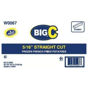 5/16" Straight Cut French Fries Big C - 6/5lbs